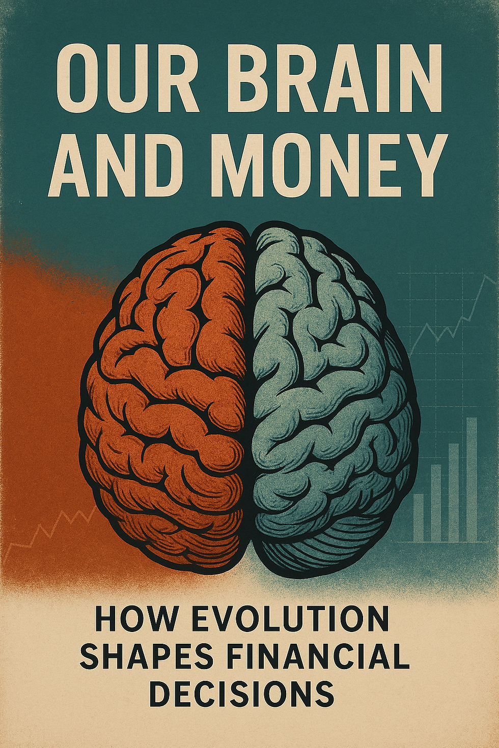 Illustration representing the connection between the human brain and financial decision-making, created for the blog post "Our Brain and Money."