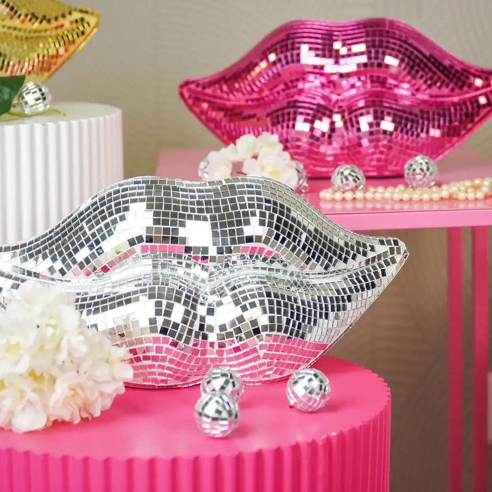 Ornament Disco Lips - Glass  - 29x10x13,5cm