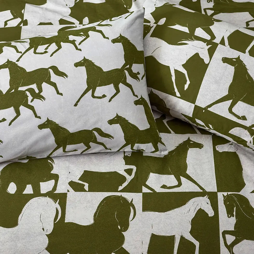 Thumbnail: Olive Horse Double Duvet Set