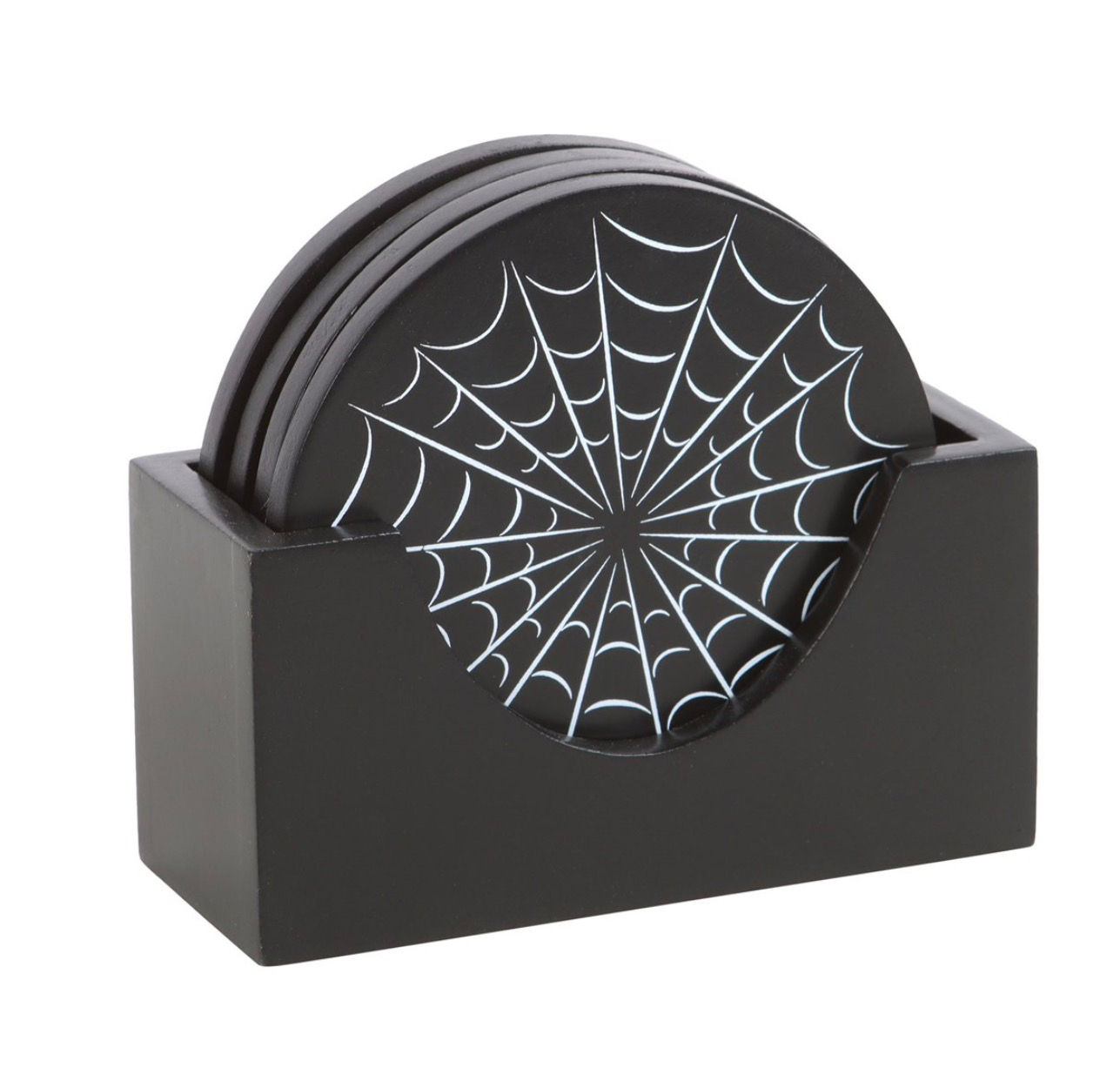 Black Spiderweb MDF Coaster Set