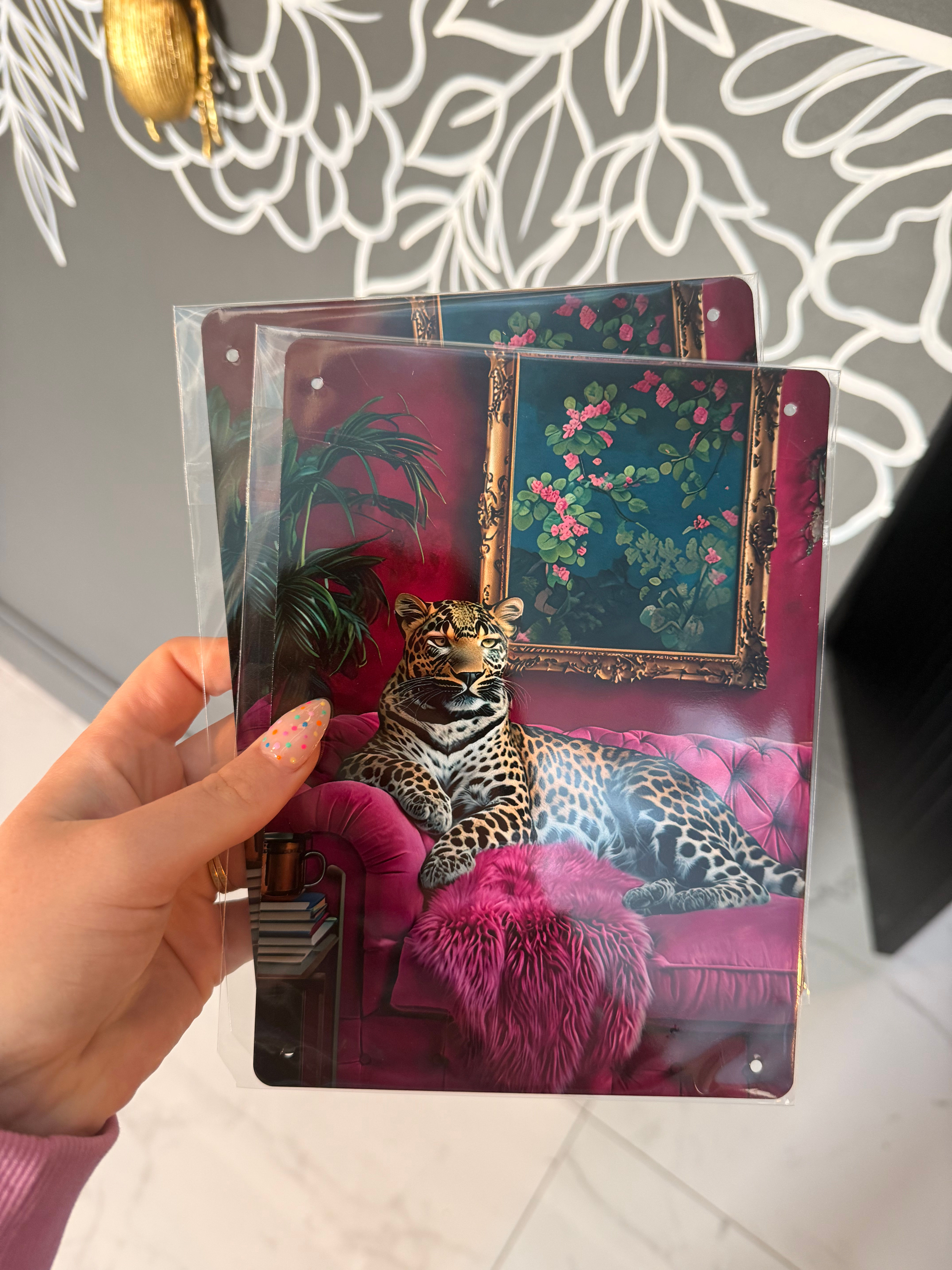Leopard Maximalist Metal Sign 