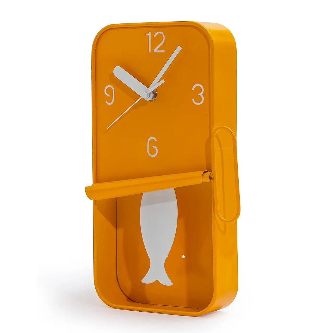 Tangerine Metal Sardine Tin Pendulum Wall Clock