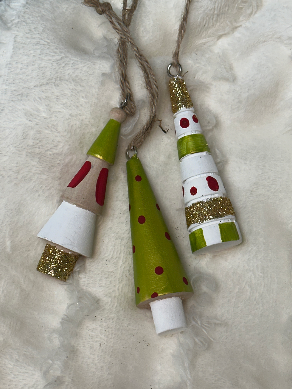 Nov. Ornament Series - Painted Wood Tree - Set of 6