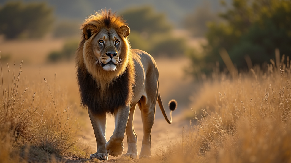 Close-up view of a majestic lion in a natural habitat