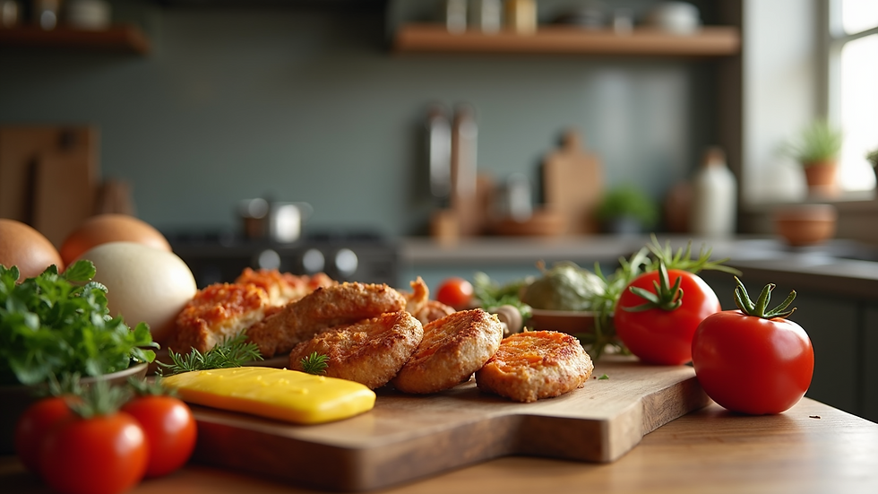 Close-up view of a cooking station featuring various ingredients in Roblox