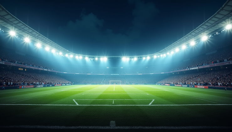 Eye-level view of Santiago Bernabéu Stadium filled with fans during a night match