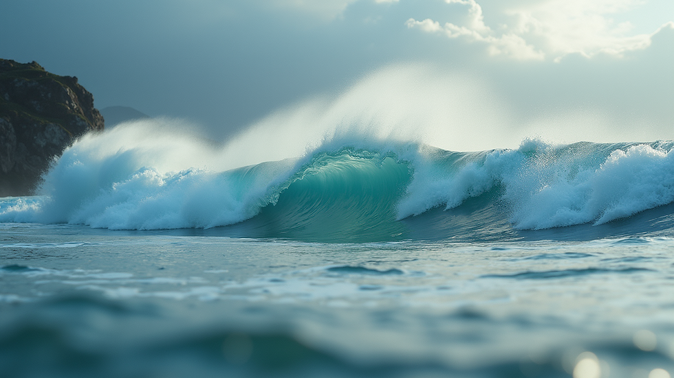 High angle view of crashing ocean waves