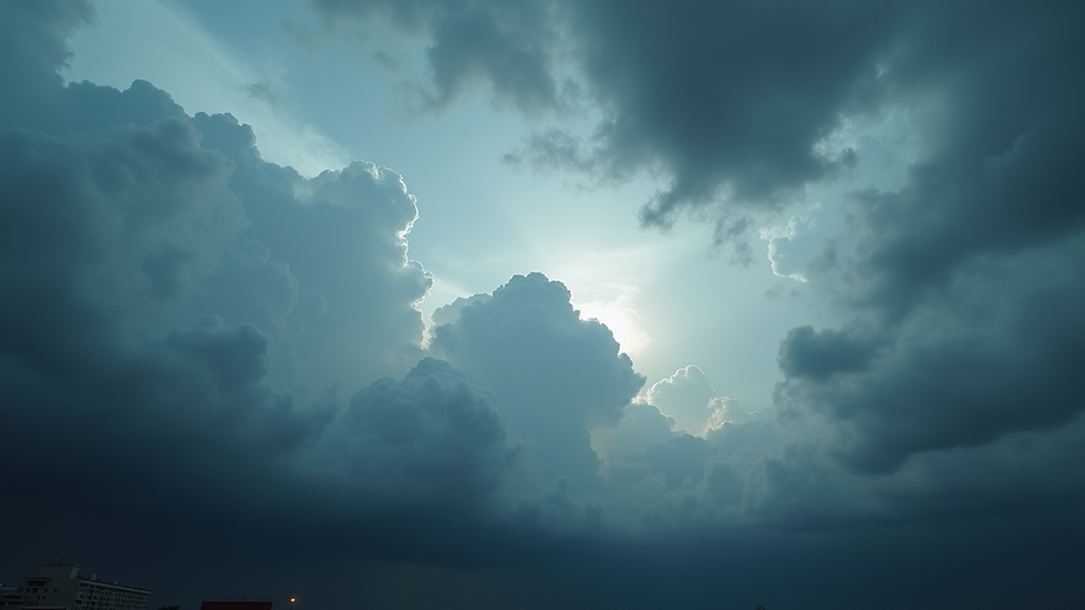 Eye-level view of storm clouds gathering in the sky