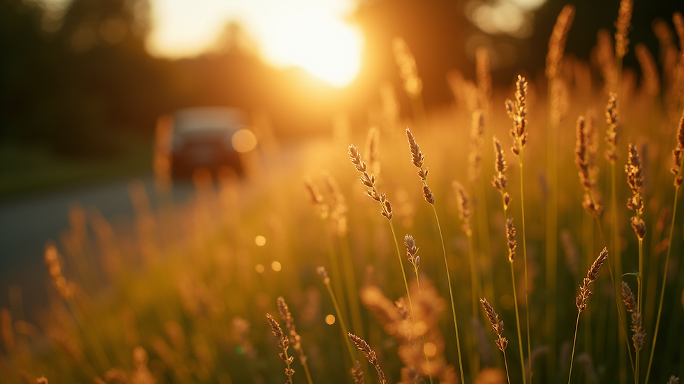 High angle view of a shimmering summer evening setup