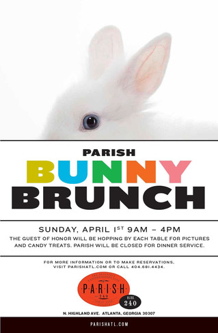 RELEASE: PARISH Hosts an Early Easter Bunny Brunch, 9 a.m