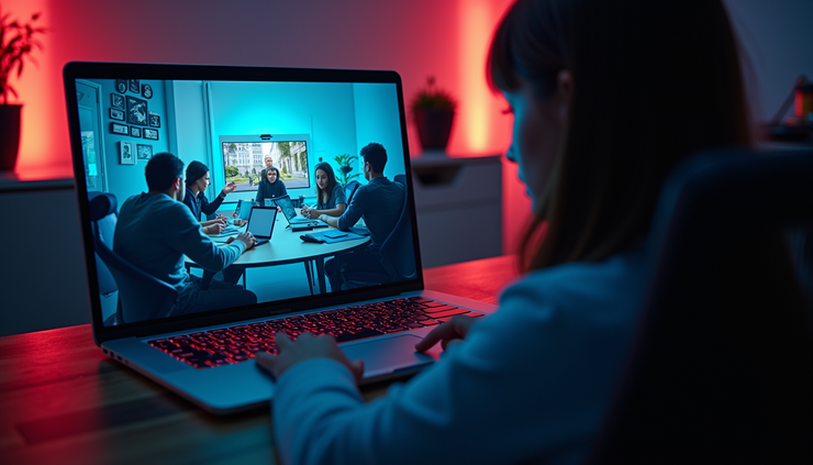 High angle view of a laptop screen showing an online game session with friends