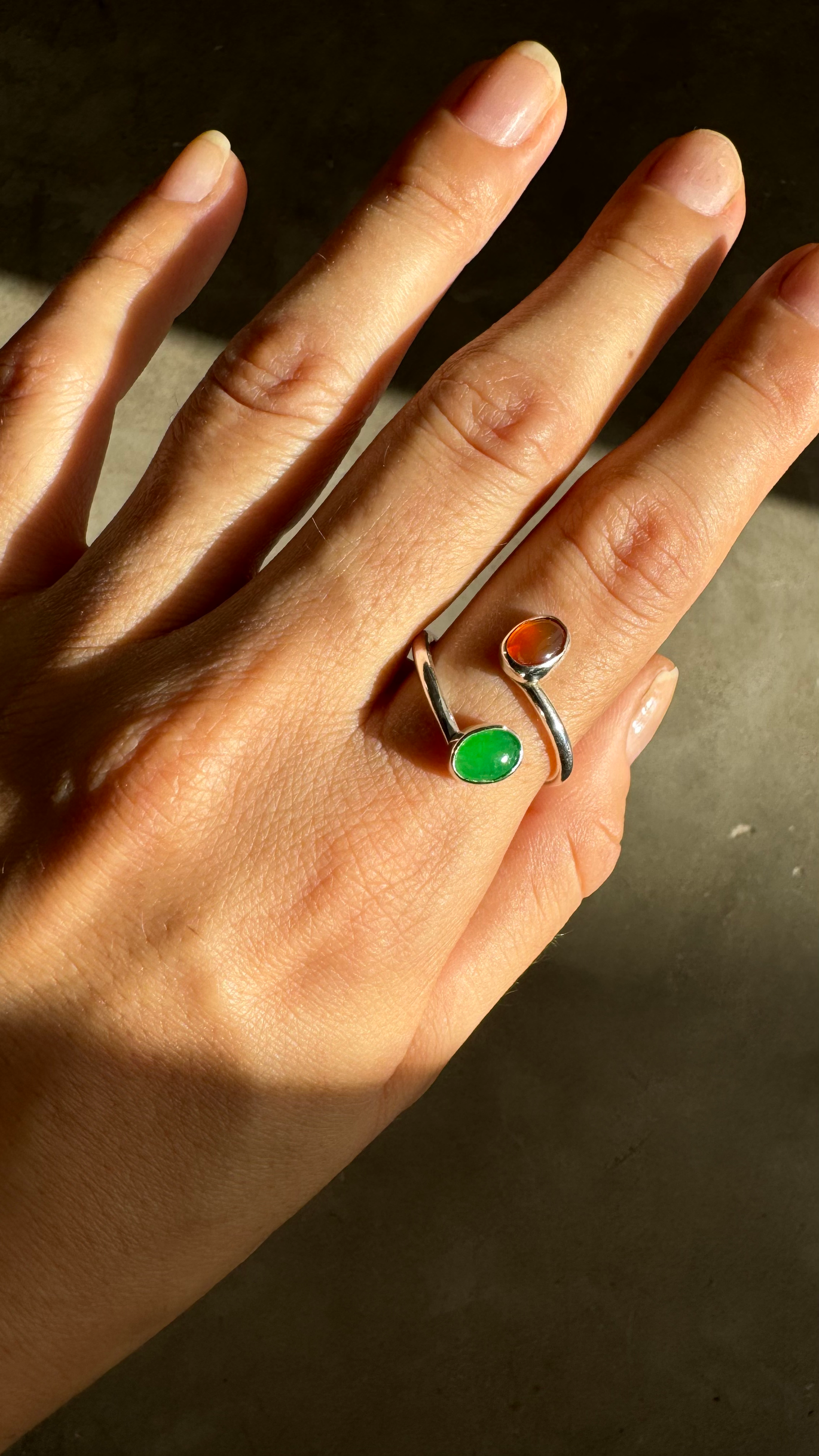 Anillo jade/Cornalina