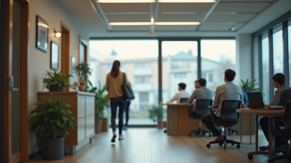 Eye-level view of a recruitment office with a welcoming atmosphere