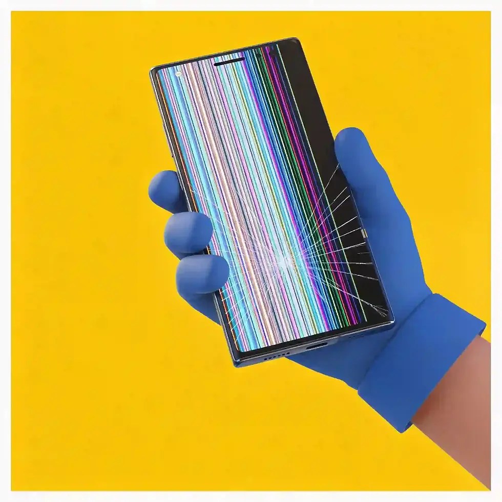 technician holding phone with damaged screen.webp