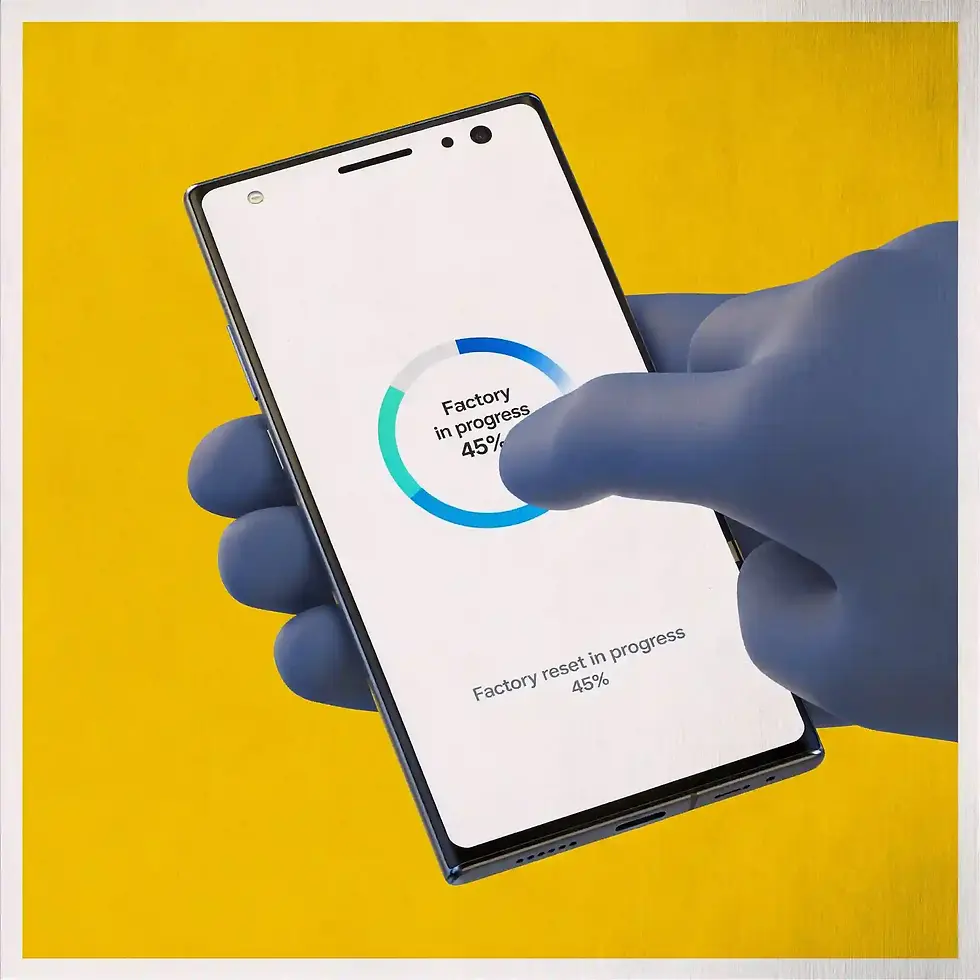 technician showing phone factory reset.webp