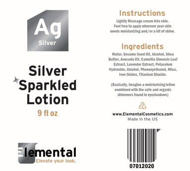 Elemental Cosmetics Package Design (Silver Sparkled Lotion)