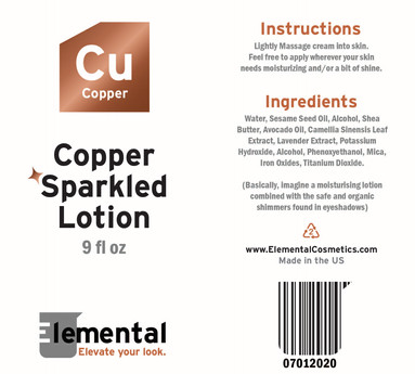 Elemental Cosmetics Package Design (Copper Sparkled Lotion)