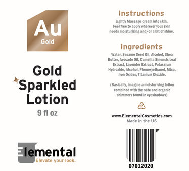 Elemental Cosmetics Package Design (Gold Sparkled Lotion)