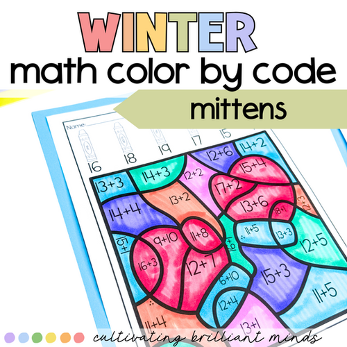 Mitten Math Color By Code | January & December Addition | Subtraction ...