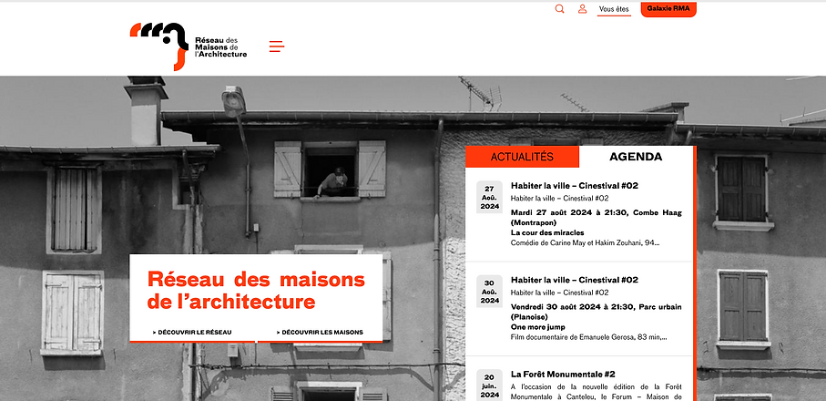 Screenshot Accueil site web Réseau des Maisons de l'Architecture