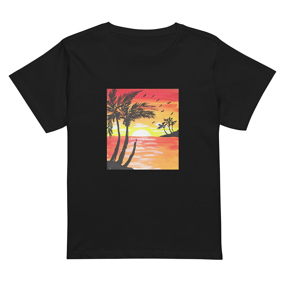 Women’s high-waisted t-shirt tropical sunset