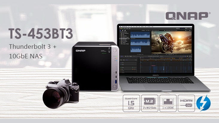 QNAP TS-453BT3: Máy chủ NAS 4 khay Thunderbolt 3 cho các nhà sáng tạo.