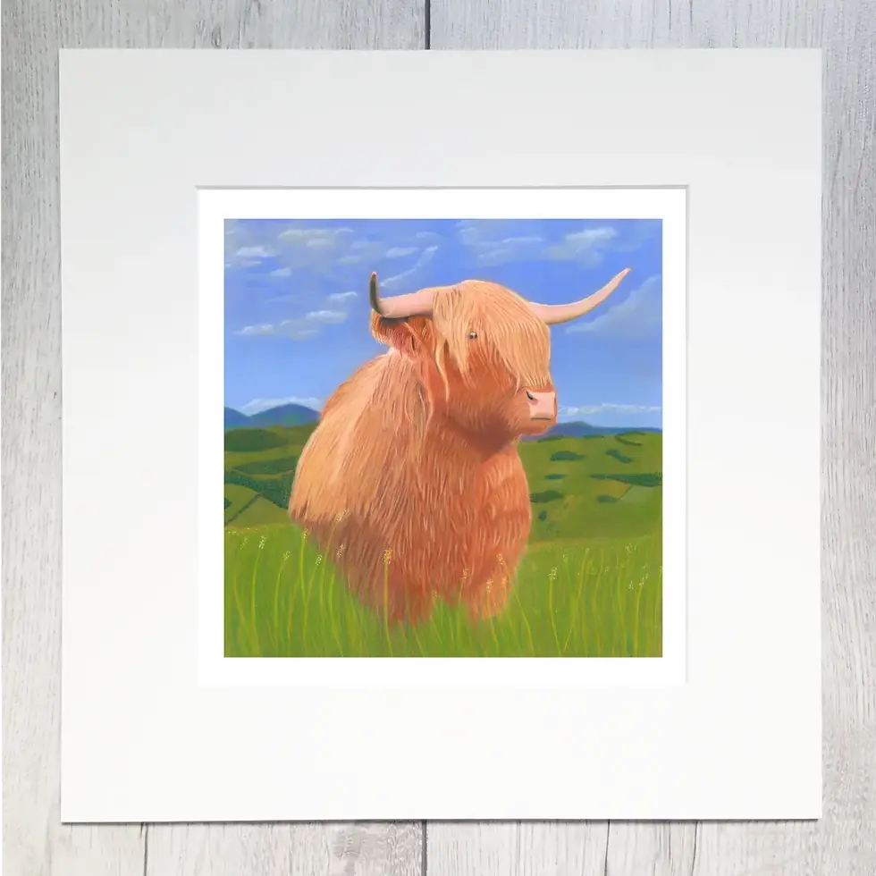 Highland Cow pastel painting by Alan Taylor Art