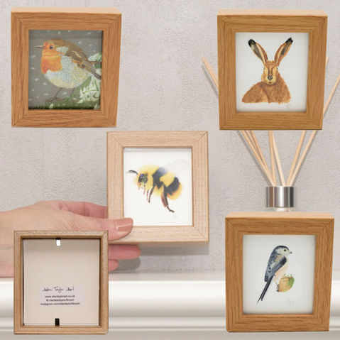 Miniature Framed Collectible prints featuring wildlife by Alan Taylor Yorkshire artist