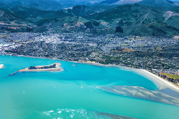 Town Nelson, Tasman Bay, South Island, New Zealand, Oceania _Aerial view of the town Nelso