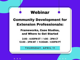 Community Resource Development and Extension Professionals: Frameworks, Case Studies, and Where to Get Started