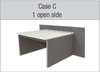 Case C 1 open side (3 sides closed) New insulated roof panel core thickness selection