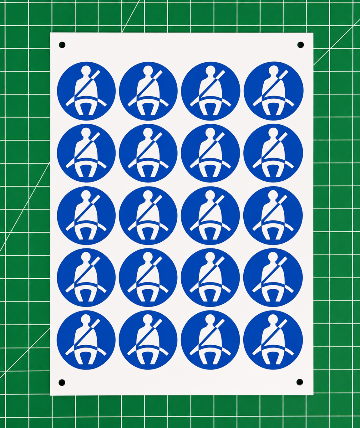 Seatbelt Safety Sticker Sheet – 5cm (50mm) Blue