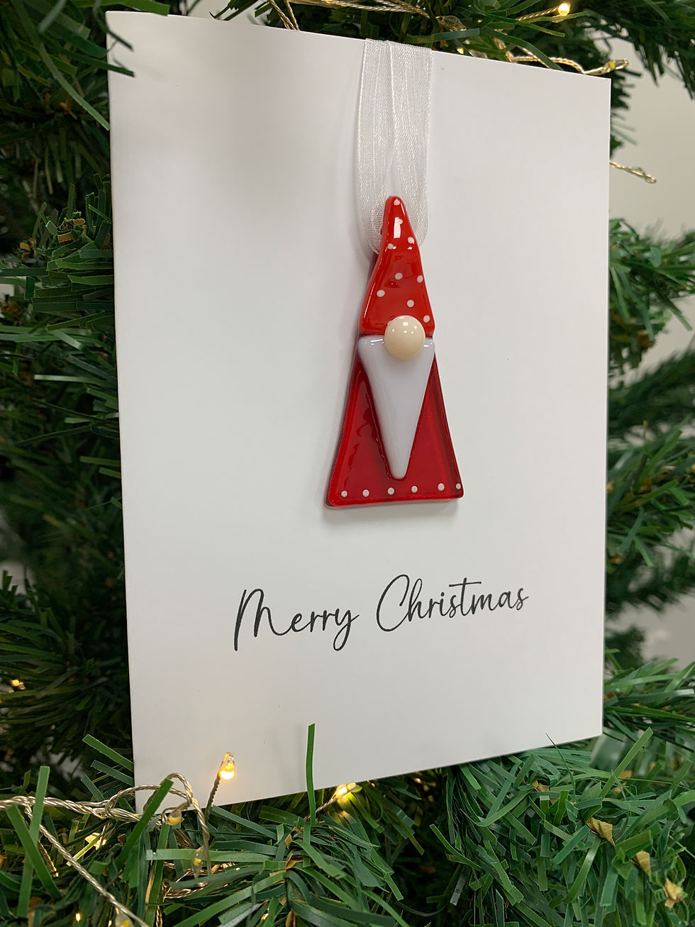 Thumbnail: Hanging Gonk Christmas Card - Fused Glass Card