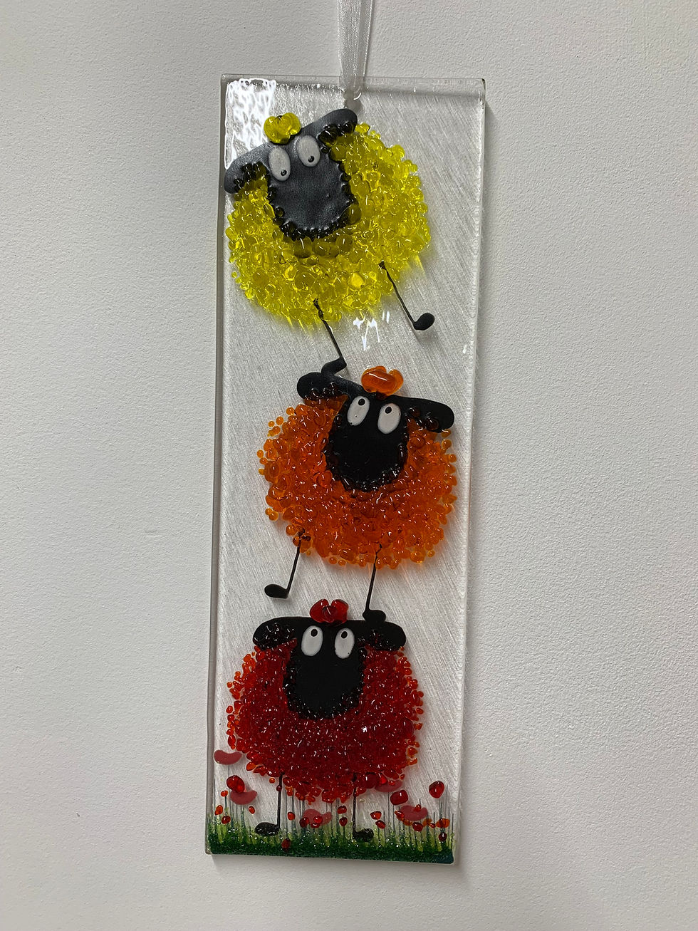 Thumbnail: Sheep Hanging Ornament - Red, Orange & Yellow