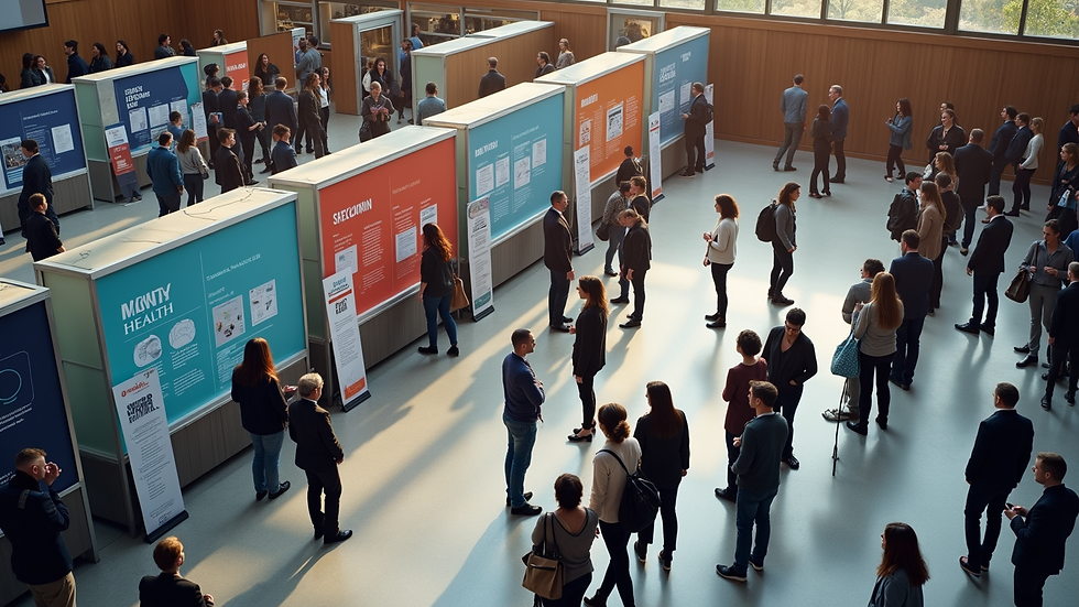 High angle view of a mental health awareness event with informational booths