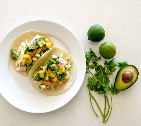 Grilled Salmon Tacos with Mango Avocado Salsa