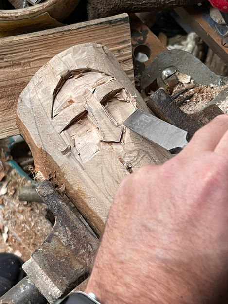 The creation of a garden statue