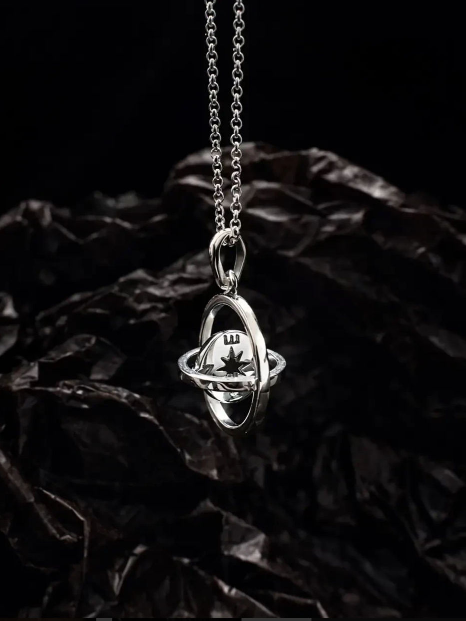 Thumbnail: Compass Silver Necklace