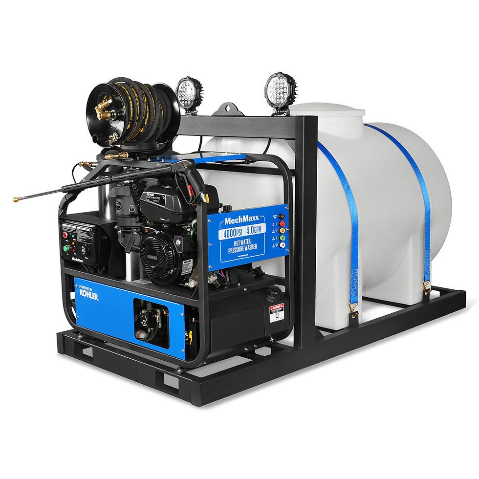 Thumbnail: 4000 PSI 4 GPM KOHLER E-Start Engine Hot Water Pressure Washer Skid Mounted with