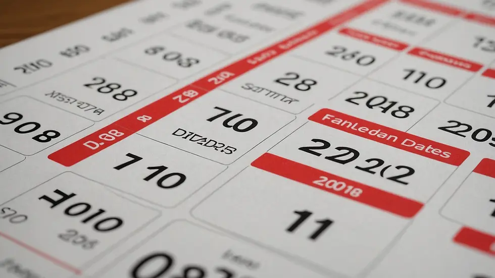 Close-up view of a calendar marked with bill payment dates