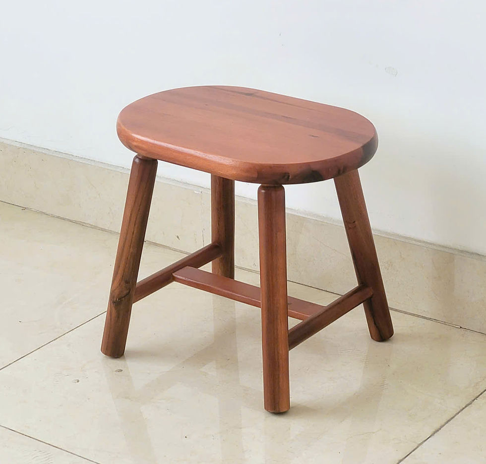 Hình thu nhỏ: Ghế Đôn Gỗ Mặt Ovan Cao 35cm Chân Tròn Xinh Xắn - Hàng VN Xuất Khẩu