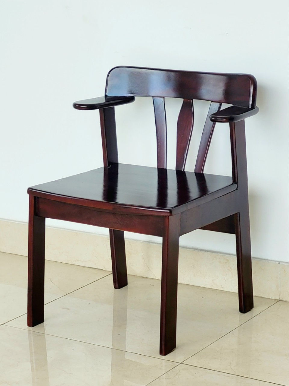 Hình thu nhỏ: Ghế Gỗ Cao Su Có Tay Cao 41cm Lưng Thấp, Ghế Cafe, Ghế Gỗ Thư Giãn