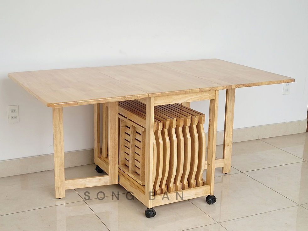 Hình thu nhỏ: Bộ Bàn Ăn Xếp Gỗ Cao Su 90x1m6 và Ghế Gỗ Xếp Dày Dặn