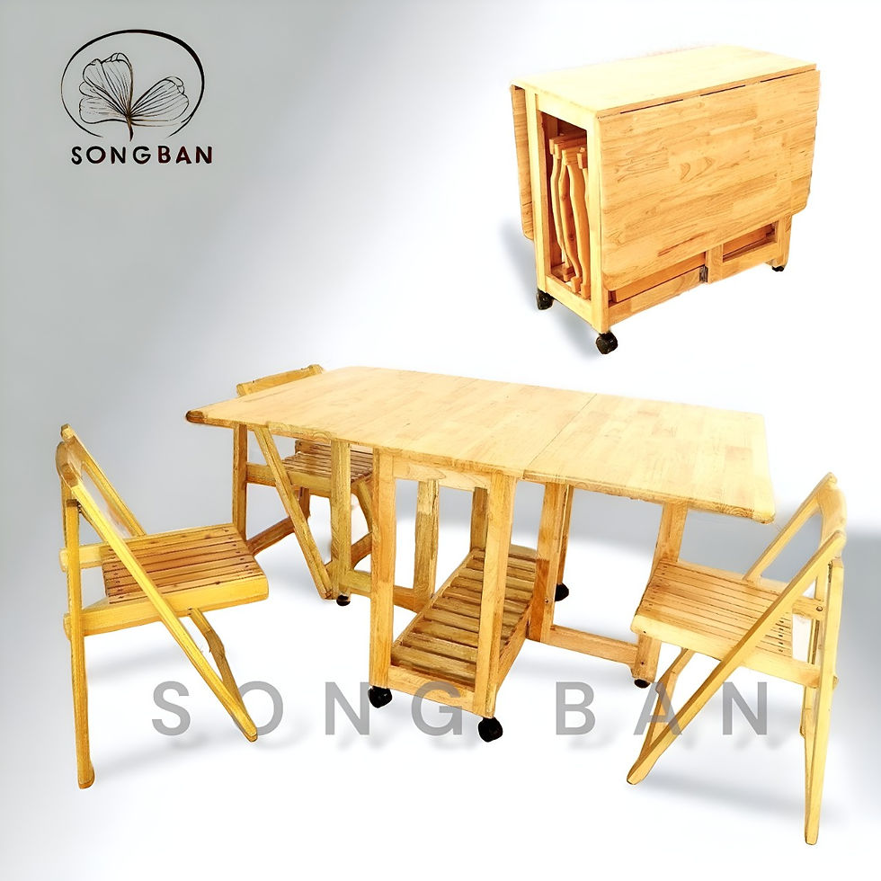 Hình thu nhỏ: Bàn Ăn Gỗ Cao Su Xếp Gọn 90x1m4 Thông Minh Dày Dặn - Hàng VN Xuất Khẩu