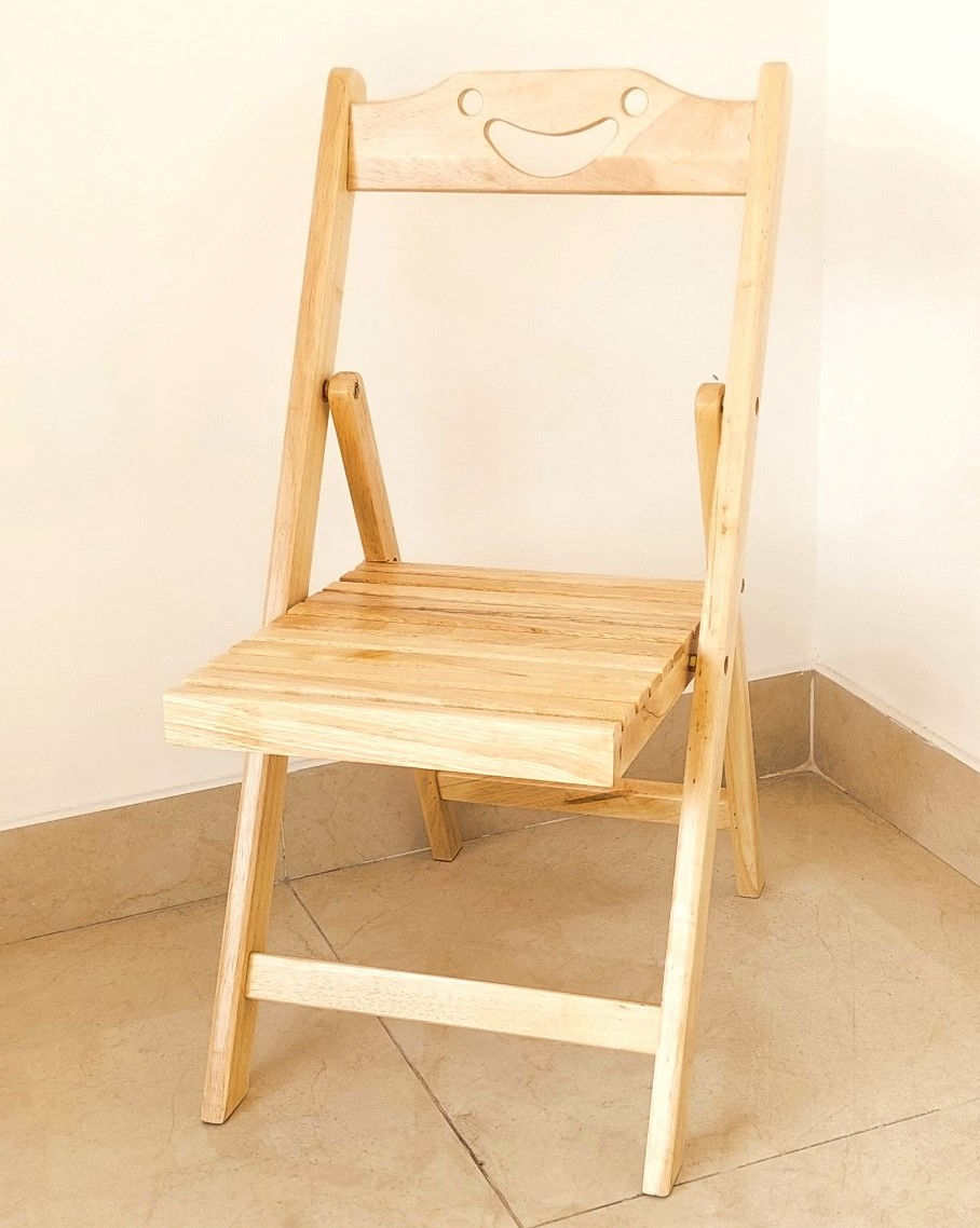 Hình thu nhỏ: Ghế Gỗ Cao Su Xếp Gọn Cao 40cm Dày Dặn Thiết Kế Xinh Xắn - Hàng VN Xuất Khẩu