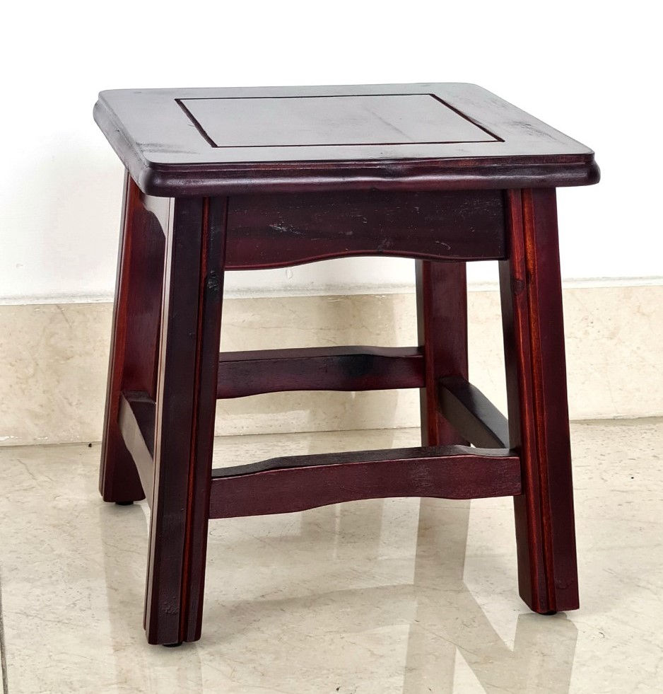 Hình thu nhỏ: Ghế Đôn Gỗ Mặt Vuông Cao 30.5cm, Ghế Cafe Phố Chạy Chỉ Tinh Tế