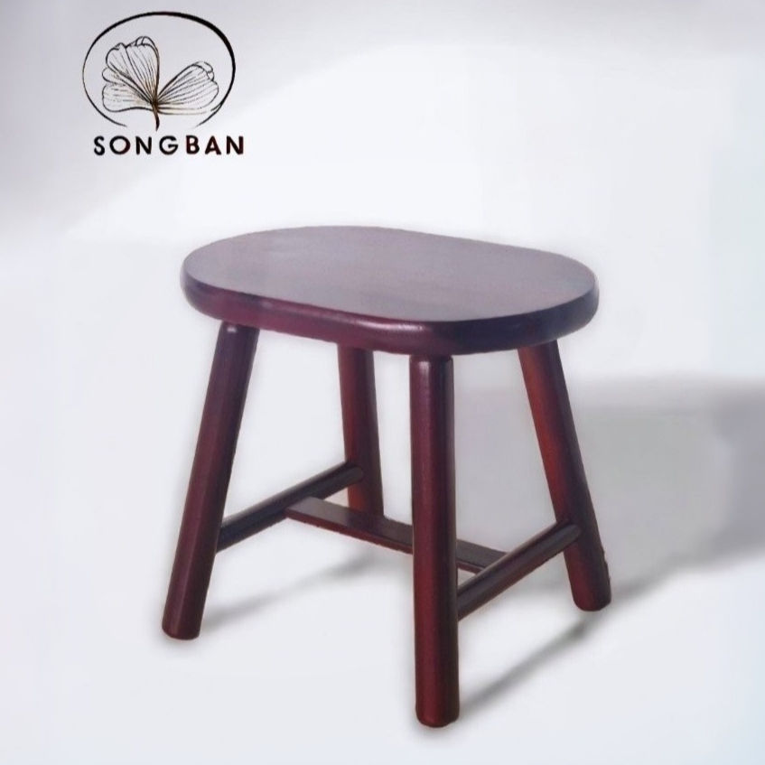 Hình thu nhỏ: Ghế Đôn Gỗ Mặt Ovan Cao 35cm Chân Tròn Xinh Xắn - Hàng VN Xuất Khẩu