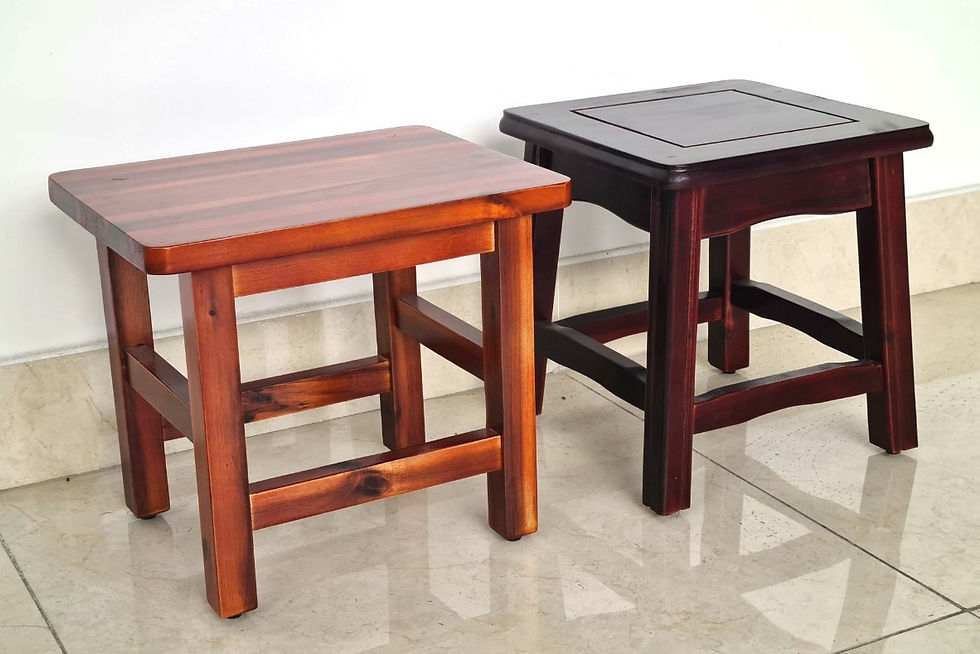 Hình thu nhỏ: Ghế Đôn Gỗ Mặt Vuông Cao 30.5cm, Ghế Cafe Phố Chạy Chỉ Tinh Tế