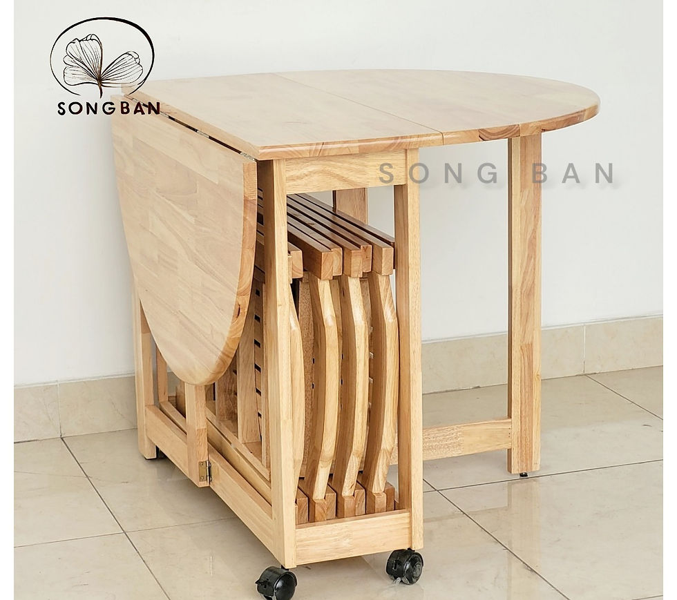 Hình thu nhỏ: Bàn Ăn Gỗ Cao Su Xếp Chữ Nhật, Ovan 90x1m2 Dày Dặn - Hàng VN Xuất Khẩu