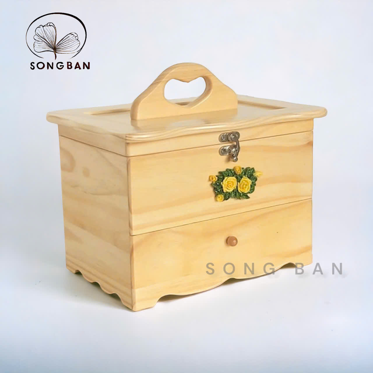 Hộp Nữ Trang Gỗ Nhiều Màu Có Gương Có Khóa Loại Lớn 28.5x21 cm